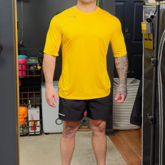 Nike Pro Combat Dri-FIT Fitted Shirt – Yellow XL (Modified Short Sleeve) - Picture 1 of 7